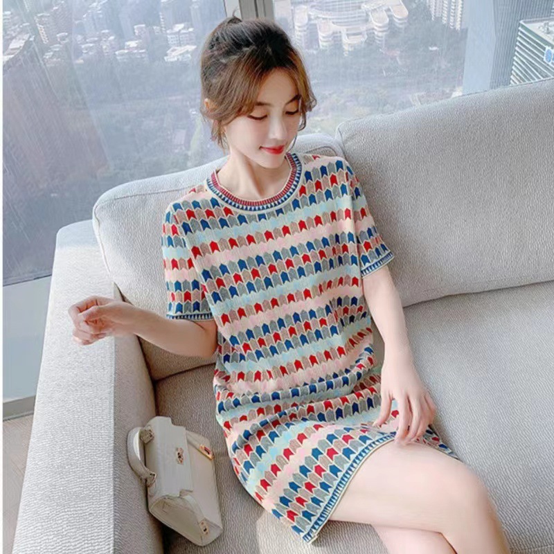 Đầm suông nữ midi họa tiết hoa in phong cách Pháp tình đầu — màu sắc chi tiết 3