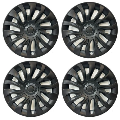 Suitable for 2025 2026 – Hub cover - new-model-3-18inch-tornado-style-matte-black-floral-pattern20