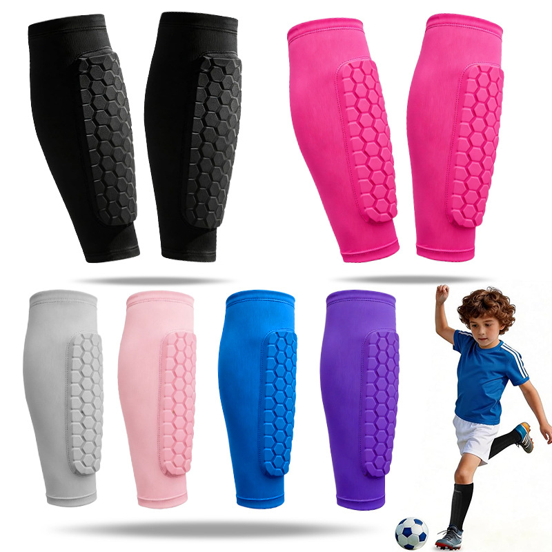 Honeycomb anti-collision EVA leg protectors football basketball training leg protectors socks Lycra breathable calf protectors wholesale in stock