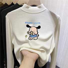 【店铺热销】女童双面德绒半高领长袖T恤秋冬季新款中大童打底衫