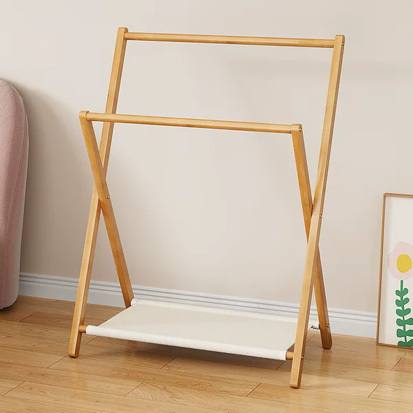 Bamboo Floor Hanger Household Children's Bedroom Small Thick Thick Coat Rack Nordic Style Simple Modern Hanger