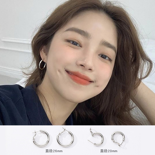 925 sterling silver plain hoop earrings for women  new trendy cold style earrings for women winter earrings for women