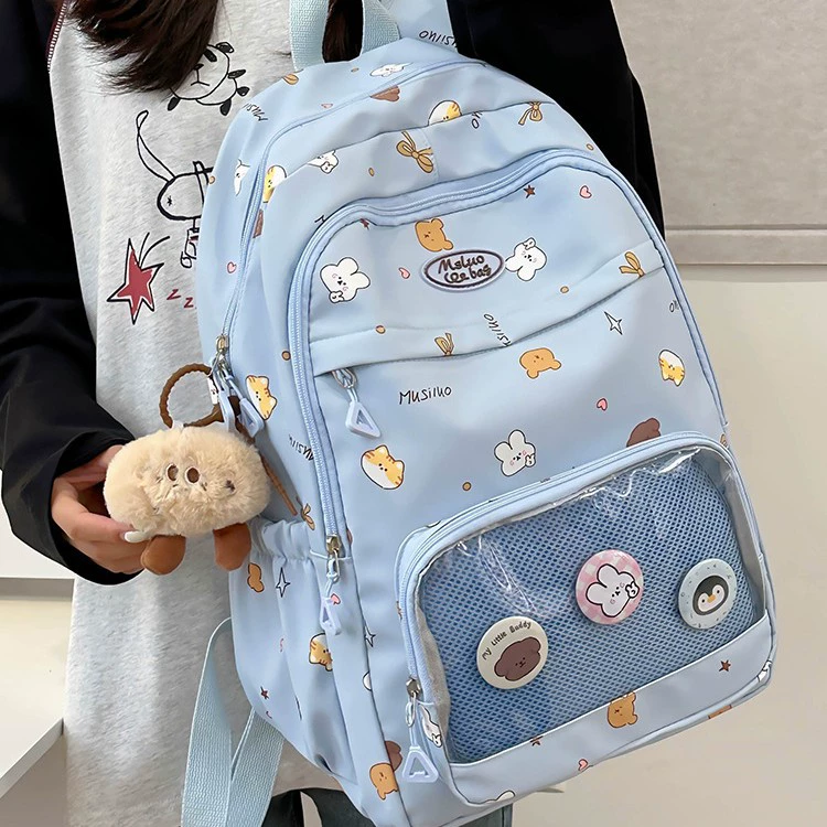 Cute cartoon backpack, capacious card holder, school bag, for secondary school