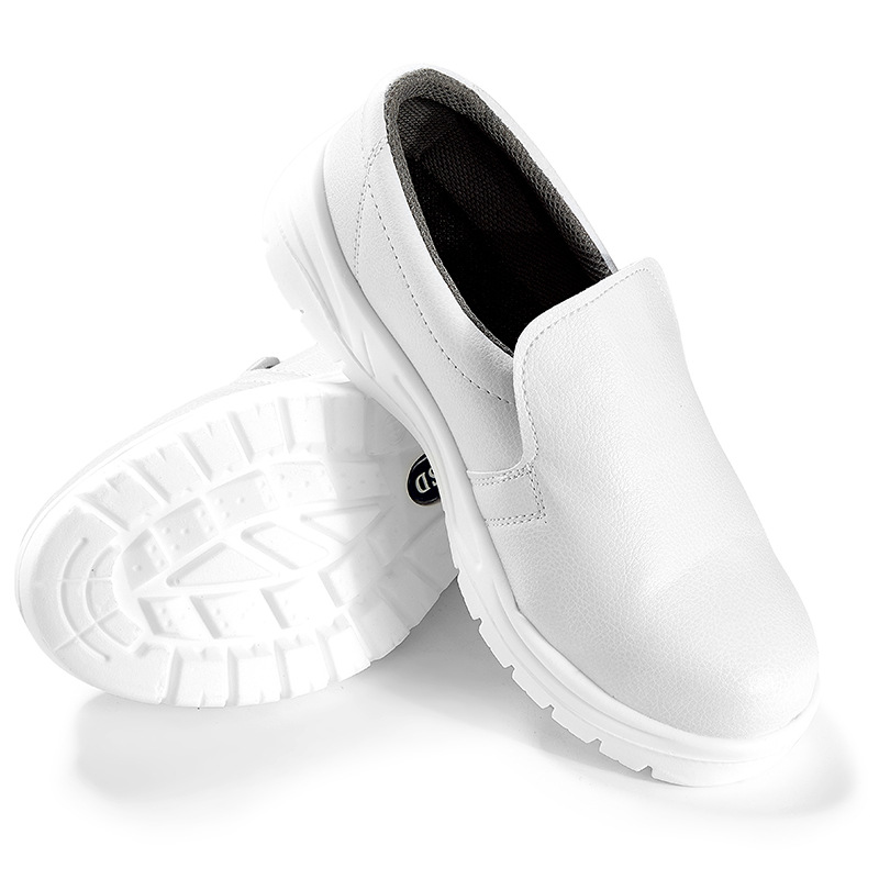 Zapatos blancos a prueba de golpes, zapatos de seguridad antiestáticos, sala limpia, fábrica de alimentos, zapatos de trabajo de acero, zapatos de protección con película recubierta