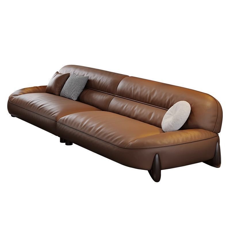 Sofá de cuero italiano minimalista, sala de estar pequeño tipo de lujo, estilo retro simple, moderno, sofá de cuero recto.