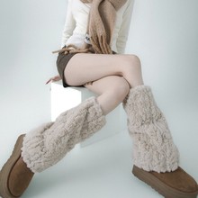 秋冬雪地高筒加厚保暖仿兔绒皮草y2k毛绒袜套腿套女ins潮