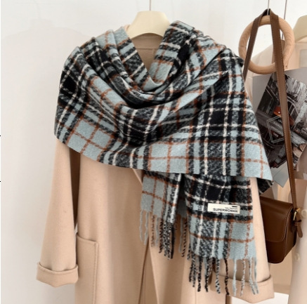 Invierno nuevo bufandas a cuadros de cachemira suave pegajosa flange collar retro grueso calentamiento al por mayor