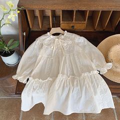 Little Girl Dress 2024 Spring and Autumn Baby Girl Collar Lace Dress Fashion Children Long Sleeve Princess Dress Korean Version