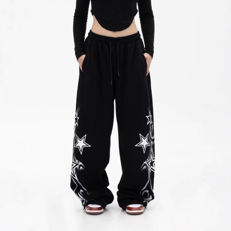 Cross Border American Grey Hip Hop Sweatpants Dame Jazz Loose Casual Pants Hiphop Dancing Straight Leg Wide Leg Pants