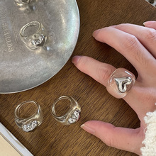 博主同款爱心铜电镀树脂透明戒指小众高级感简约百搭食指指环