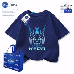 NASA 共同ブランド子供用半袖 T シャツ西洋風 2025 年夏新作漫画ガンダム半袖ボーイズハンサムトップ