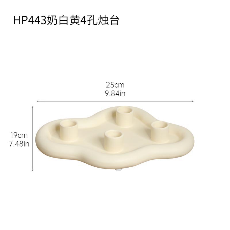 Candelabro de 4 agujeros hp443 blanco lechoso y amarillo