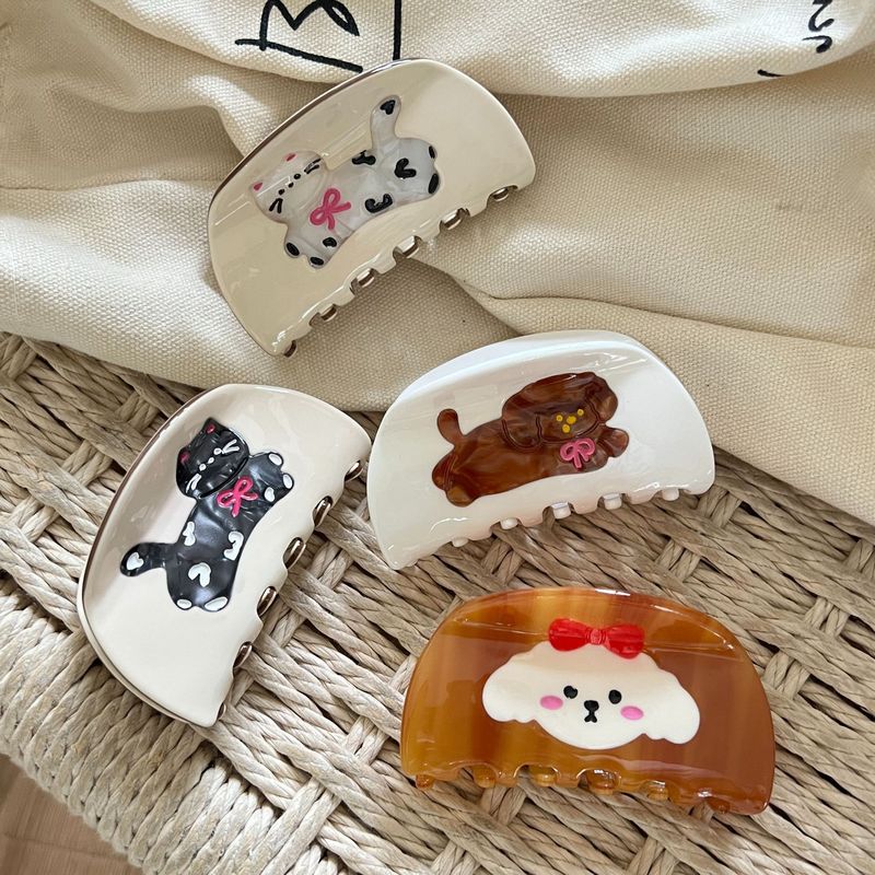 高級酢ヨーグルトホワイトシリーズヘアピン、かわいい動物の子犬グリッパー、エレガントで多用途なサメクリップ|undefined