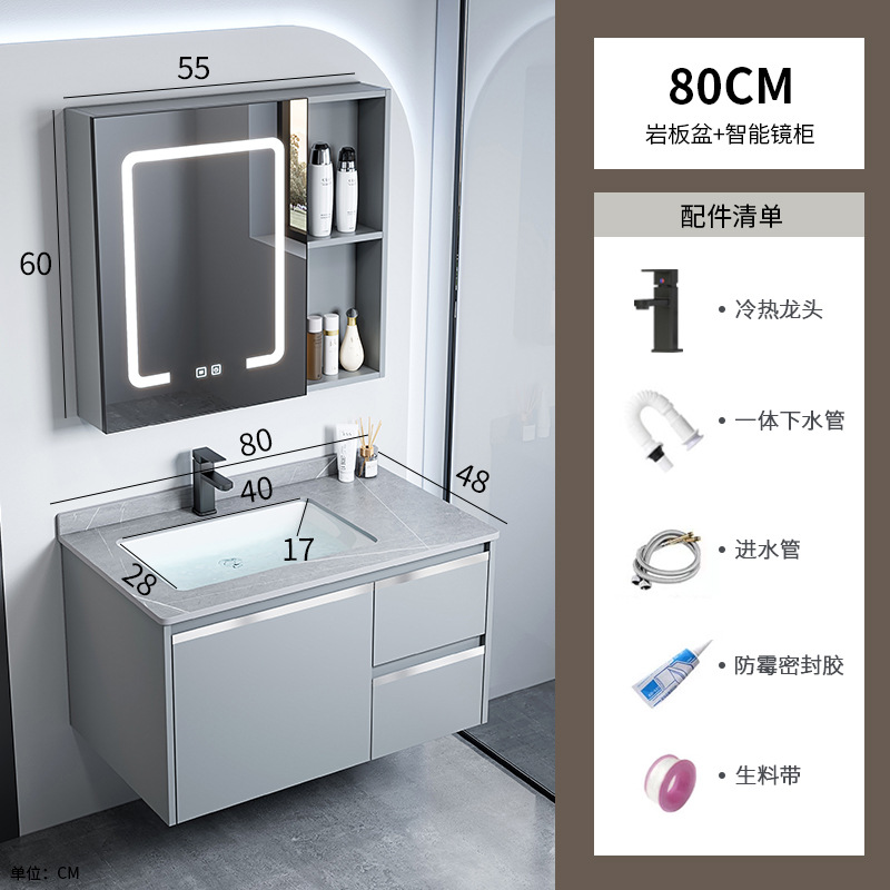 gabinete de baño de aluminio espacio integrado combinación de lavabo cerámico hotel lavabo gabinete lavabo espejo gabinete lavabo piscina