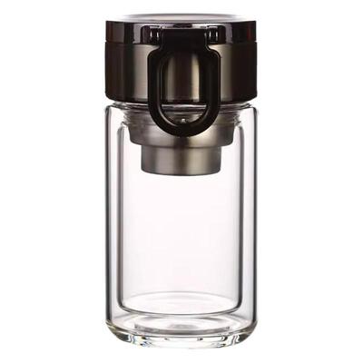 双层高硼硅玻璃杯带拉环男士商务保温杯泡茶杯茶水分离杯礼品杯子