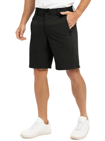 Cross-Border Men's Summer Solid Color Business Casual Shorts Outdoor Loose Sports Golf Shorts Quick-Drying