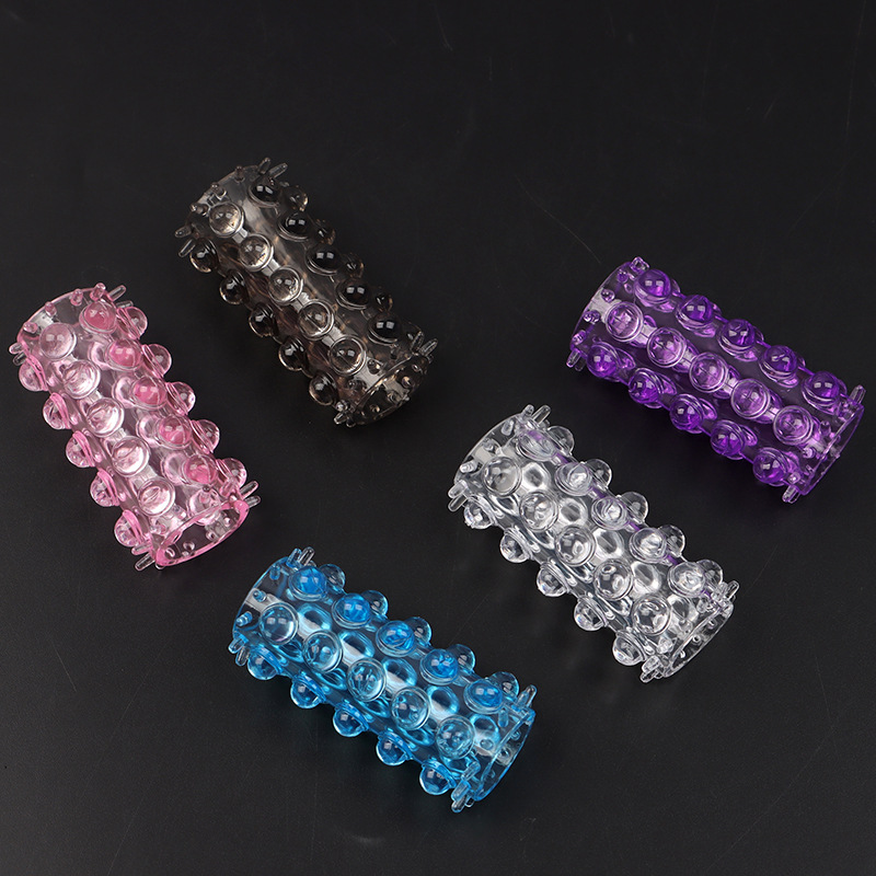 TPE Caterpillar Beaded Penis Ring, Blue Stretchy Locking Ring for Men — detail image 6