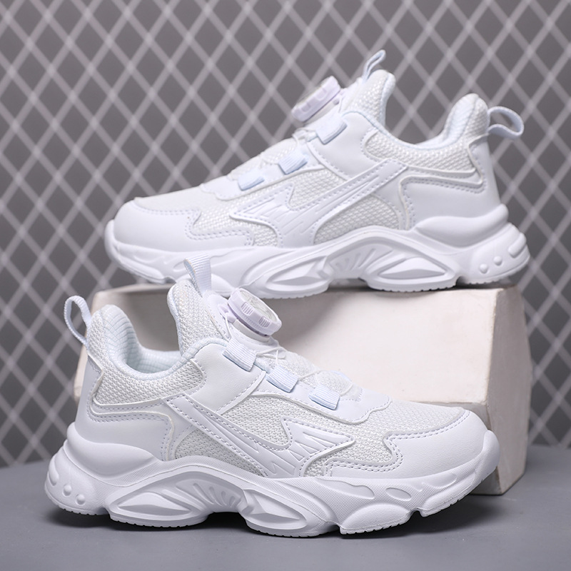 Zapatos blancos para niños primavera y otoño nuevos zapatos blancos de malla para niños y niñas zapatos negros para estudiantes primarios zapatos escolares para niños