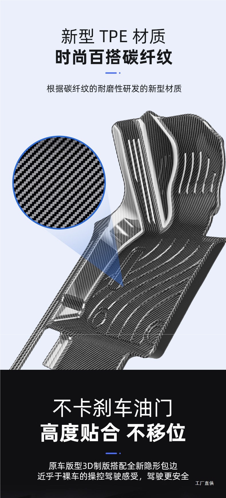 Five Blessings Golden Ox Carbon Fiber Pattern Tpe Car Floor Mats for Audi, Aito M7, Li Auto L7, Buick Gl8, Lanzheng, Denza, and Peihui