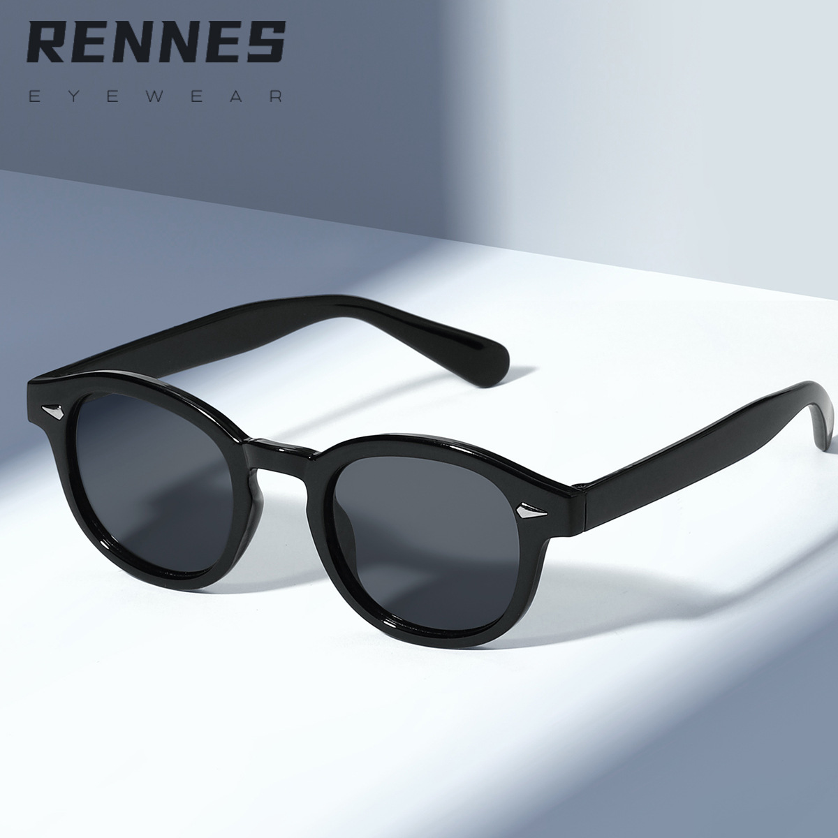 Nuevo clavo beige retro pequeño marco redondo océano pieza hombres y mujeres de moda todo-fósforo UV prueba gafas de sol