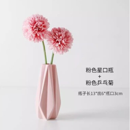 핑크 별 병 + 탁구 국화