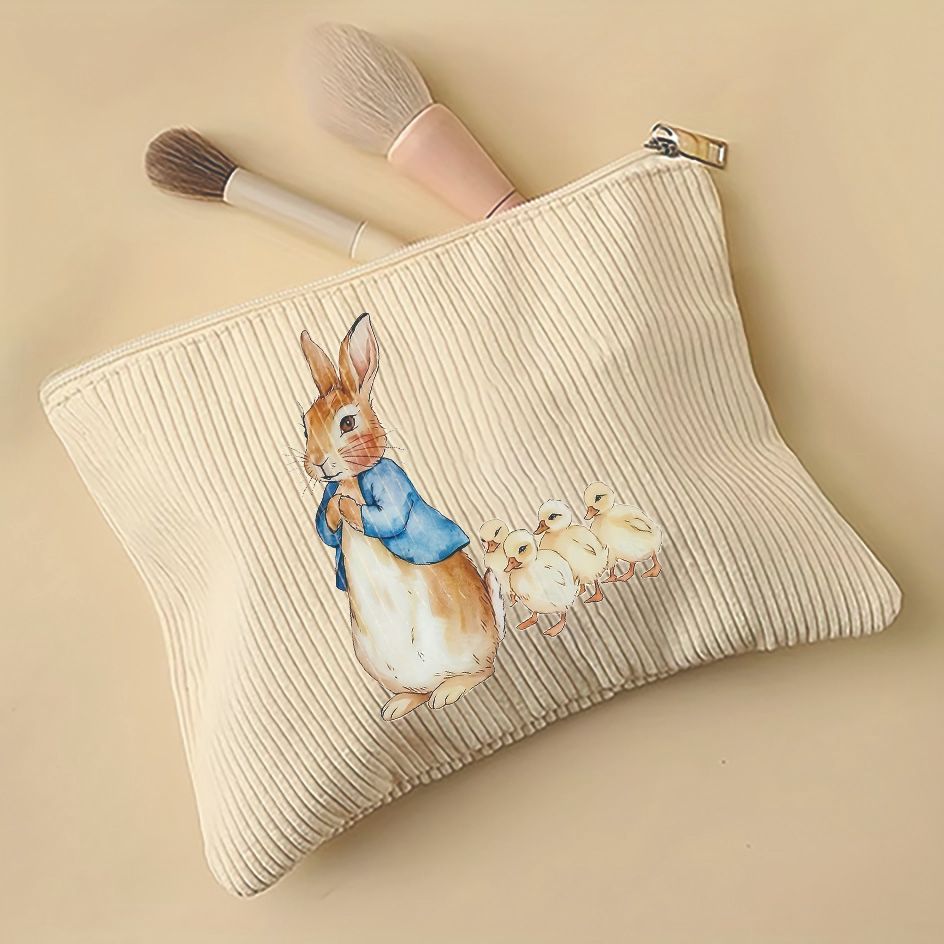 Amazon TEMU vacaciones conejo serie de animales patrón de cordillera zipper bolsa de maquillaje ligera