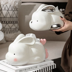 軽くて豪華な風のウサギのデスクトップのティッシュの箱の客間の陶磁器の引き出しの紙箱の高い顔の価値の家庭の日用のナプキンの箱の卸売り