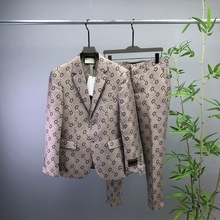 欧美明星爆款高端新款GU西装西服西裤套装马衔扣提花平替跨境欧货
