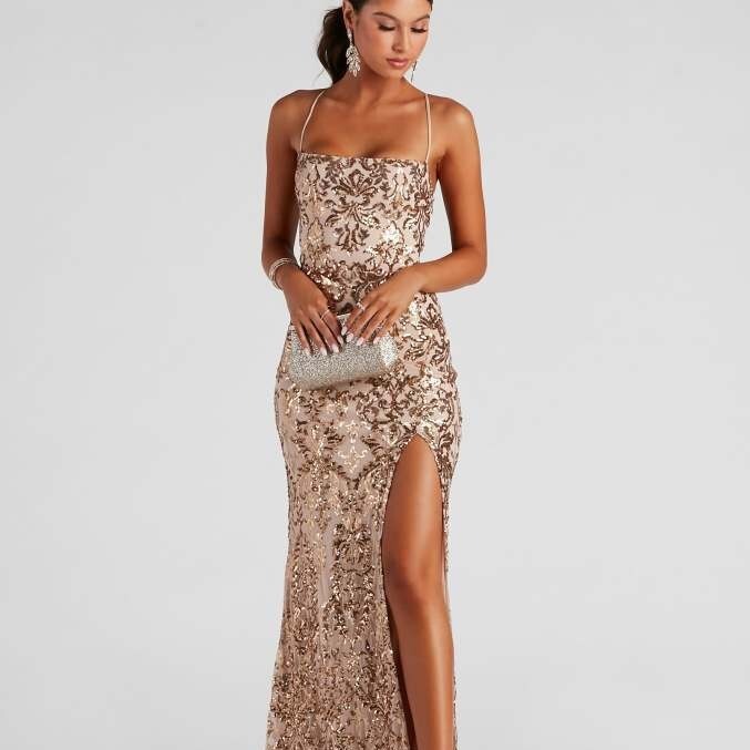 Cross-Border European and American Style Sexy Off-The-Shoulder Sequined Floor-Length Evening Dress, Elegant Slit Party Gown, Light Luxury Long Dress