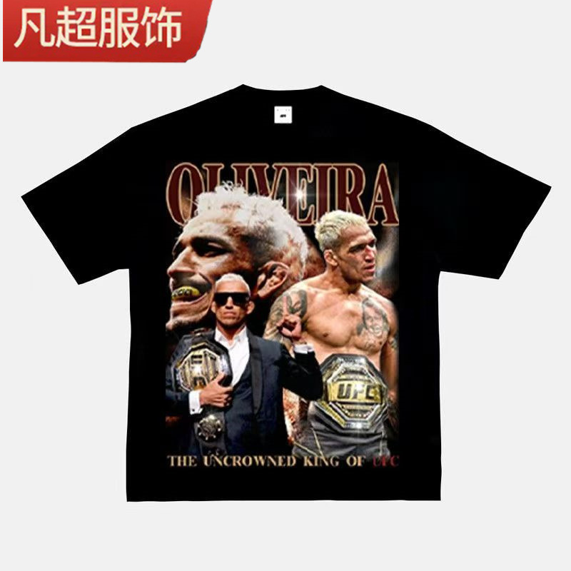 Oliveira Oliveira T-shirt UFC printed short sleeve new American retro fighting top vintage