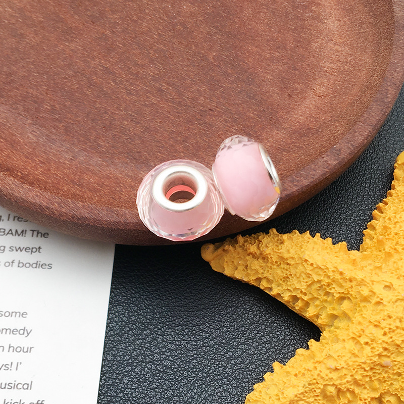 1 Rosa panjia agujero grande cuentas de colores accesorios de joyería redonda hecha a mano pulsera espaciador cuentas 20 estilos disponibles