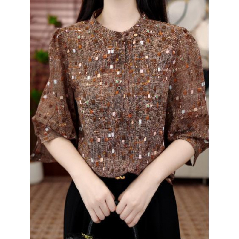 Dropshipping TikTok hot item: Elegant and stylish women's shirt with a fashionable design, summer three-quarter sleeve blouse Dropshipping TikTok hot item: Elegant and stylish women's shirt with a fashionable design, summer three-quarter sleeve blouse
