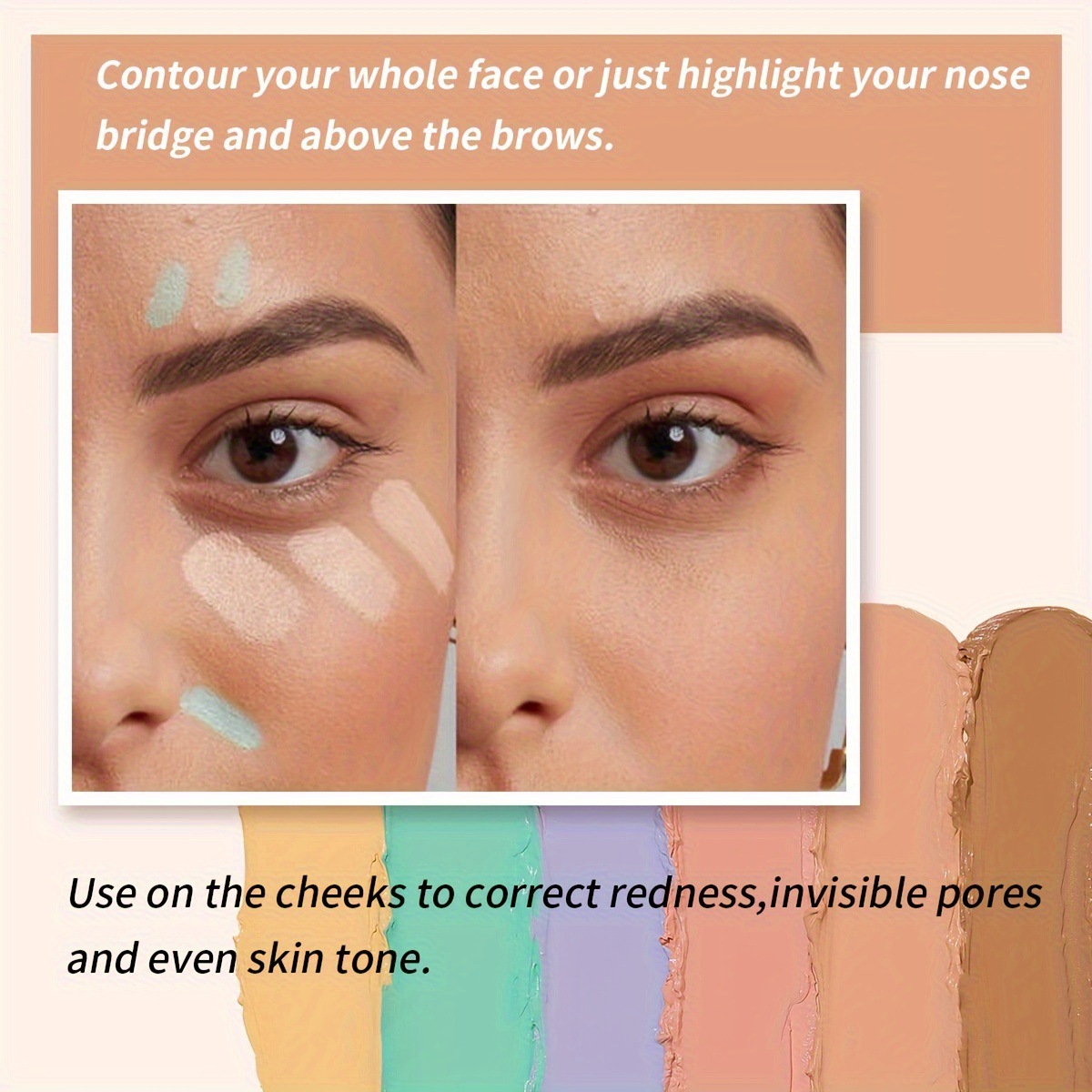 USHAS punto transfronterizo venta caliente concelador de cuatro colores resaltado brillo facial refrescante maquillaje ES4171A + B