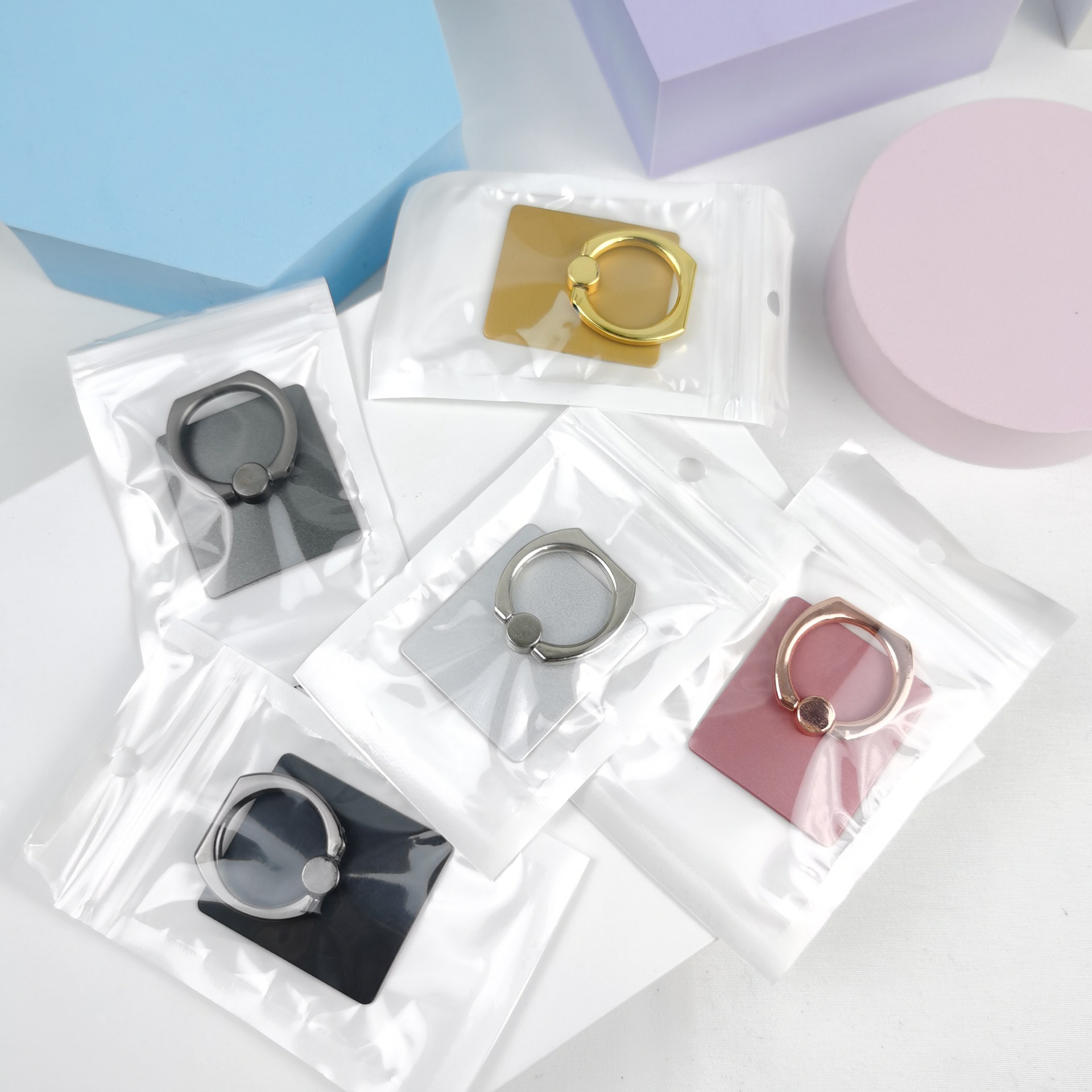 2022 creativo a todo color de metal de un solo color soporte de teléfono móvil anillo de galvanoplastia hebilla plegable soporte de anillo de teléfono móvil