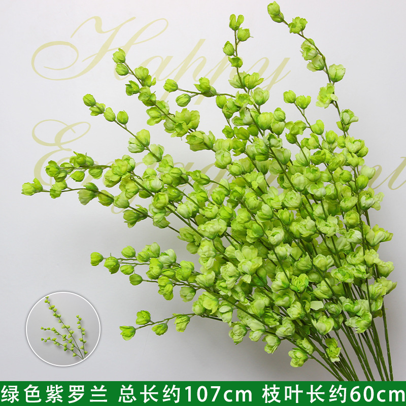 Simulación de flores verdes, flores de seda de boda, hierba
