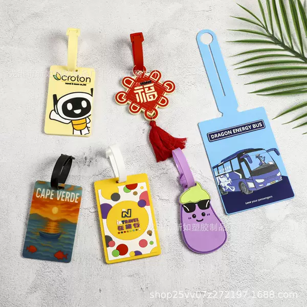 Customized PVC soft rubber luggage tag silicone shipping tag rubber travel tag boarding card tag customized