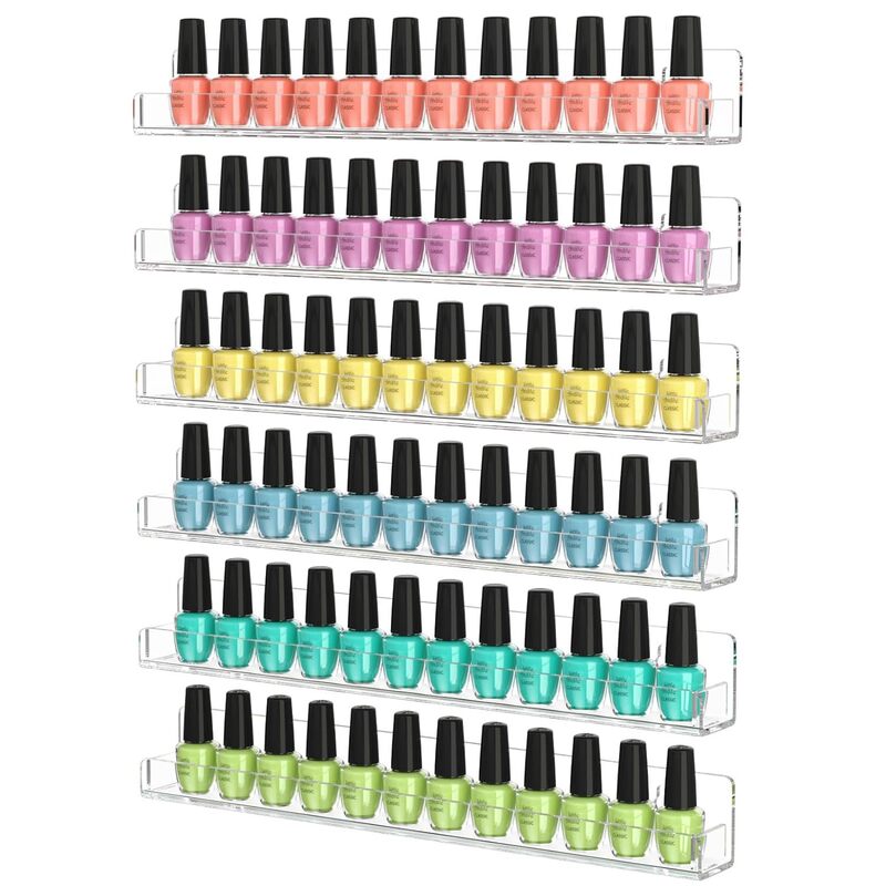 Acrylic Cosmetics Wall-Mounted Storage Rack Nail Polish Hand Office Salon Transparent Narrow Wall-Mounted Display Rack Acrylic Cosmetics Wall-Mounted Storage Rack Nail Polish Hand Office Salon Transparent Narrow Wall-Mounted Display Rack