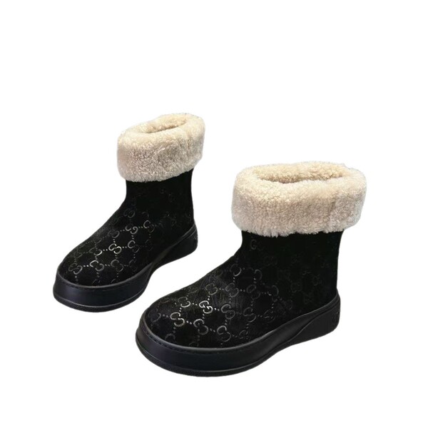Fashionable genuine leather wool thick-soled snow boots for women 25…