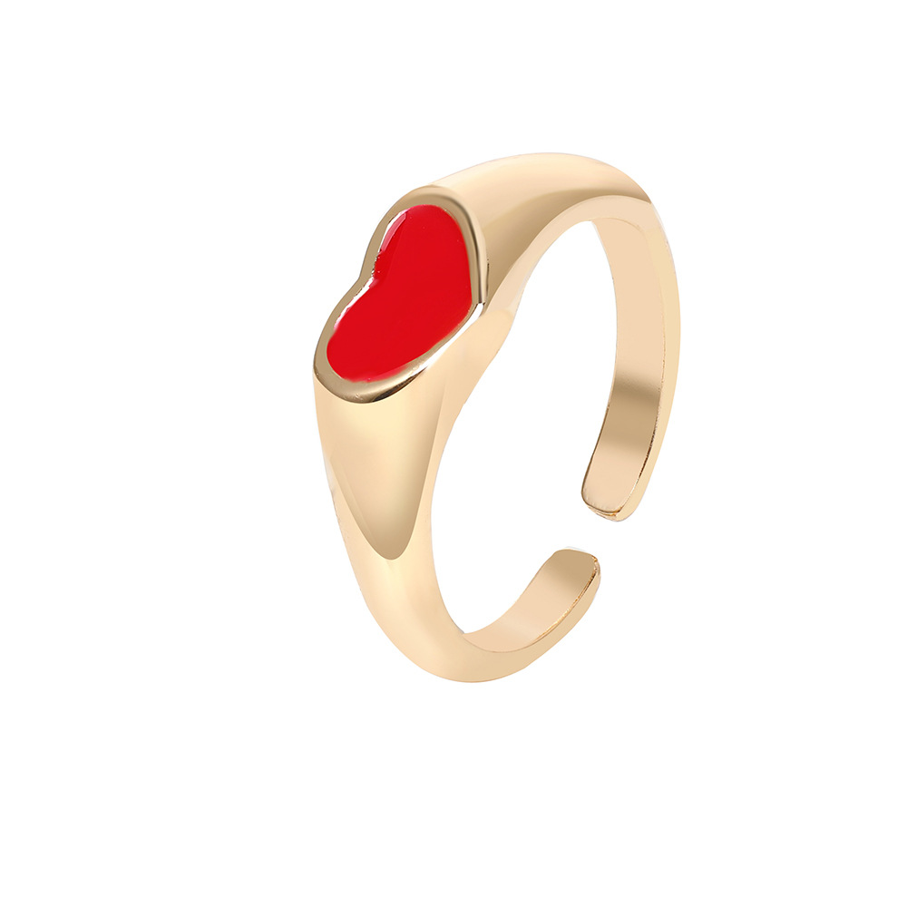 Simple Fashion Red Black Heart Alloy Ring Wholesale display picture 3