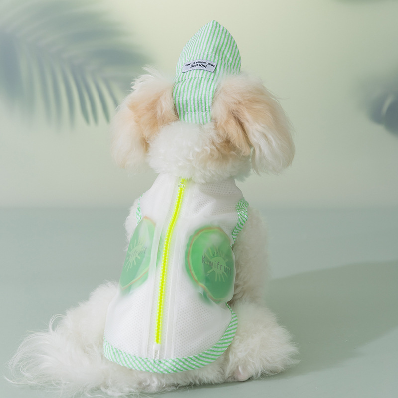 Bolsa de hielo de frutas de dibujos animados de enfriamiento de perro de verano Ropa fresca para perros pequeños y medianos Ropa para perros al aire libre de verano