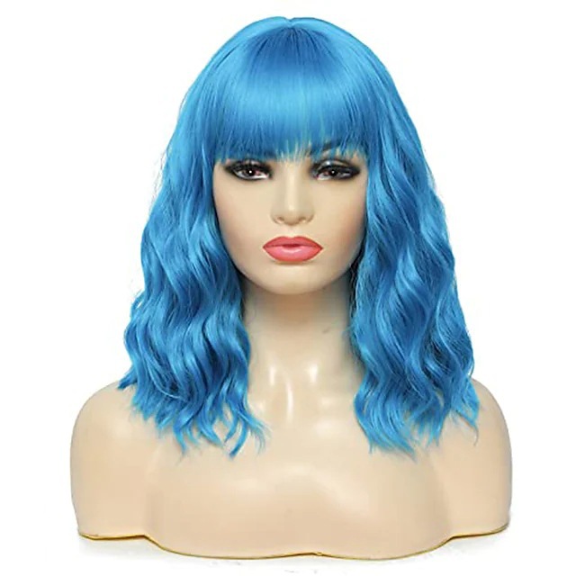 Synthetic Wig women's wool curled corn perm medium long shoulder length short curly bangs synthetic fiber hair_voghion.com