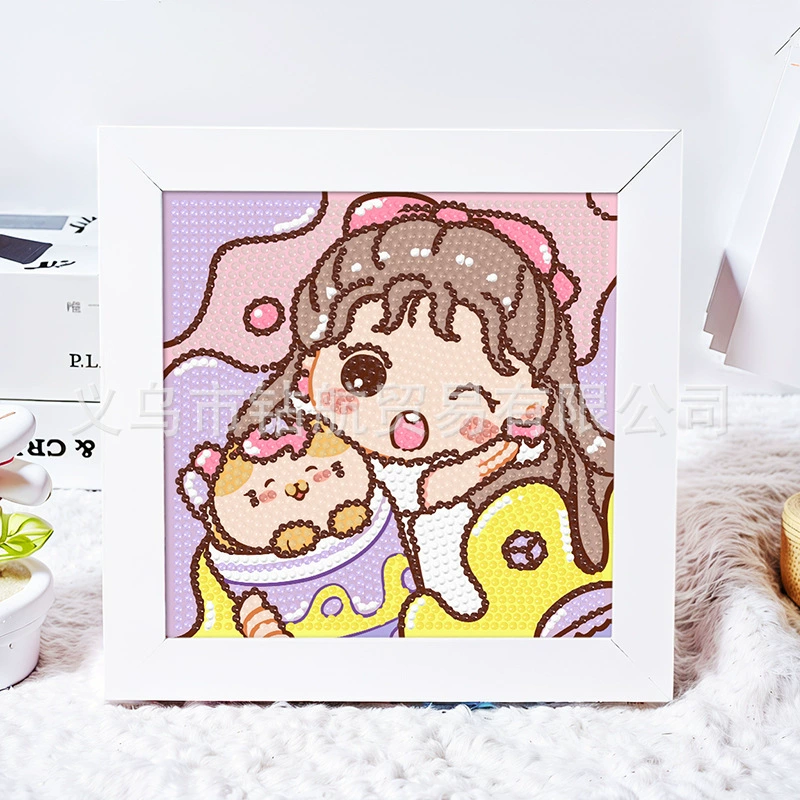 Даймонд-пейнтинг (Sanrio) Kuromi и смешанные мультфильмы, 17×17 см, полный страз DIY набор, детское рукоделие