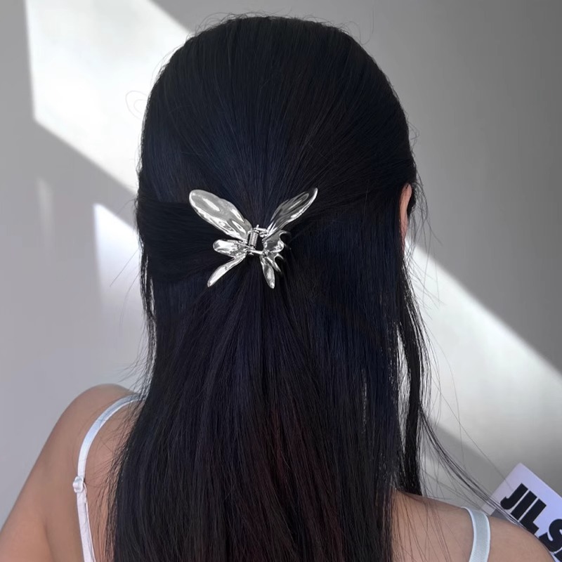 De alto grado de metal pequeño clip de mariposa horquilla hembra Cabeza trasera pinza de pelo medio lazo tocado de pelo horquilla de tiburón clip