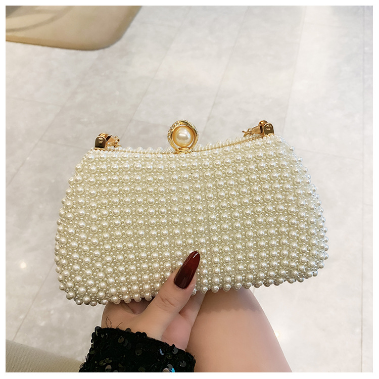 New pearl lady's handbag, banquet dress crossbody bag, elegant socialite dinner bag, high-end underarm bag wholesale undefined