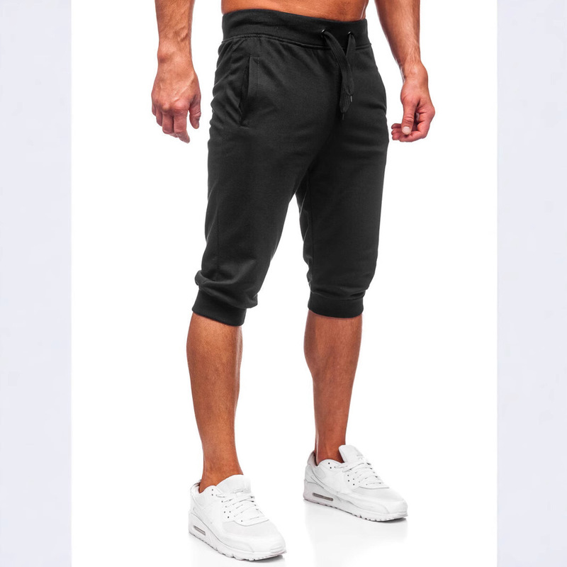 Cross-border American New Men's Summer Cropped Casual Sports Pants Multi-pocket Tether Slim-fit Fitness Jogging Pants