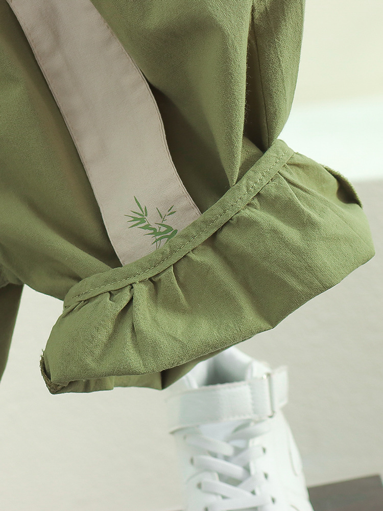 7925 Traje Hanfu de verano para niños Traje Tang de estilo nacional Traje de dos piezas Vestido de verano para niños Nueva ropa china de algodón y lino para bebés