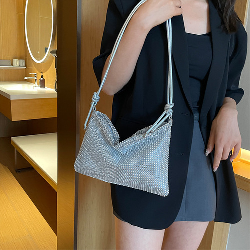 Leisure Diamond-embellished Handbag for Women 2024 Spring New Arrival High-end Stylish Underarm Bag Fashion Simple Large Capacity Shoulder Bag