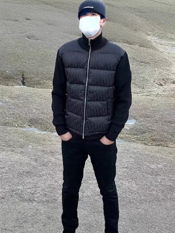 【现货】字母D高品质羊毛针织羽绒服拼接男士秋冬白鸭绒保暖外套|undefined