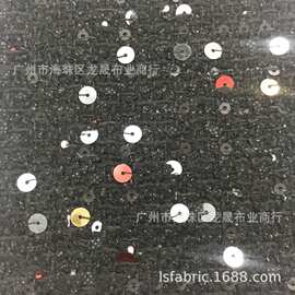 粗纺 黑色编织面料 珠片 男女装大衣外套布料 批发