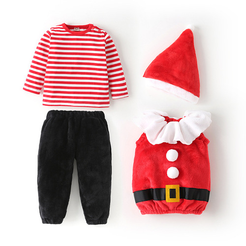Cross-border children's clothing, Santa Claus hooded costume, baby clothes, men's and women's four-piece suit, Christmas children's clothing